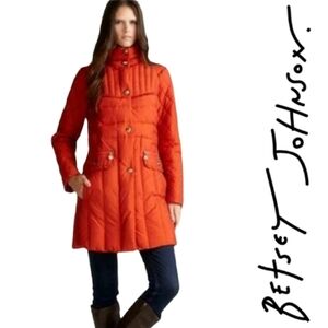 Betsey Johnson Quilted Ruffle Down Puffer Coat